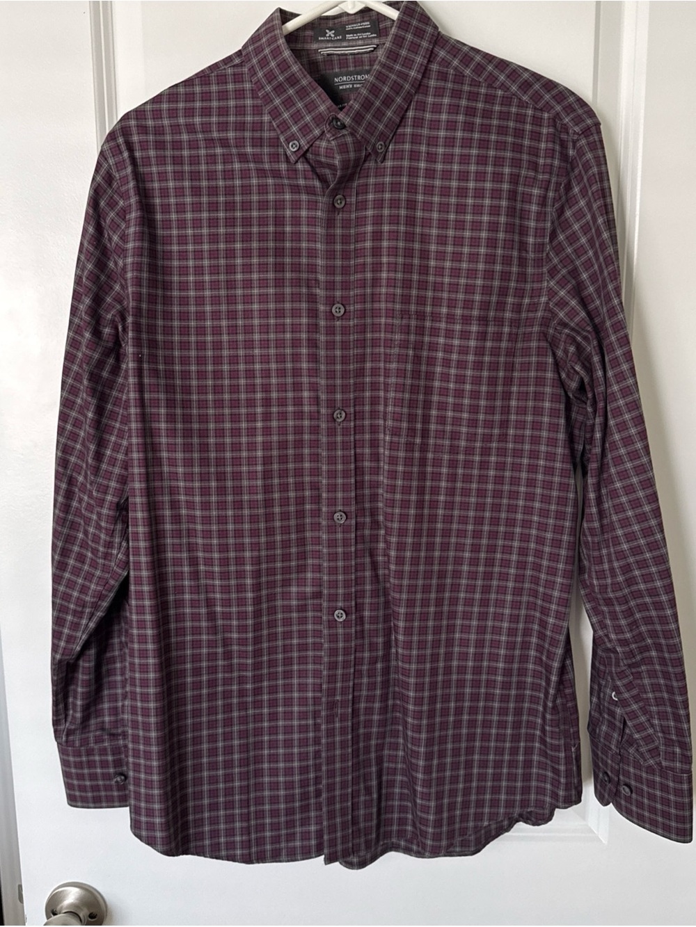 John W. Nordstrom Men's Button Down, Size Medium, Maroon, Tan, White